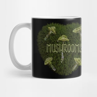 Mushrooms on a Mossy Heart Mug